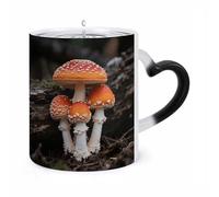 Custom Magic Mug Amanita Caesarea Color Changing Heat Reveals Hidden Pattern 11 Oz Ceramic Coffee Cup Heat Activated Black to White Mug Novelty Gift for Coffee Lover Women