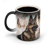 Custom Magic Mug Color Changing Heat Reveals Hidden German Shepherd Dog Lovers Pattern 11 Oz Ceramic Coffee Cup Heat Activated Black to White Mug Novelty Gift for Coffee Lover