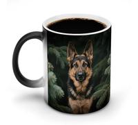 Custom Magic Mug Color Changing Heat Reveals Hidden German Shepherd Pattern 11 Oz Ceramic Coffee Cup Heat Activated Black to White Mug Novelty Gift for Coffee Lover