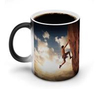 Custom Magic Mug Color Changing Heat Reveals Hidden Rock Climbing Sports Pattern 11 Oz Ceramic Coffee Cup Heat Activated Black to White Mug Novelty Gift for Coffee Lover