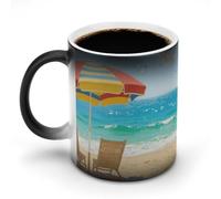 Custom Magic Mug Color Changing Heat Reveals Hidden Summer Beach Coastal Pattern 11 Oz Ceramic Coffee Cup Heat Activated Black to White Mug Novelty Gift for Coffee Lover