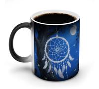 Custom Magic Mug Color Changing Heat Reveals Hidden White Fantasy Dream Catcher Pattern 11 Oz Ceramic Coffee Cup Heat Activated Black to White Mug Novelty Gift for Coffee Lover