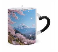 Custom Magic Mug Petal Shower Path Color Changing Heat Reveals Hidden Pattern 11 Oz Ceramic Coffee Cup Heat Activated Black to White Mug Novelty Gift for Coffee Lover Women