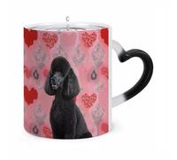 Custom Magic Mug Poodles Dogs Color Changing Heat Reveals Hidden Pattern 11 Oz Ceramic Coffee Cup Heat Activated Black to White Mug Novelty Gift for Coffee Lover Women
