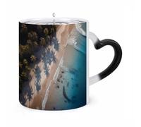 Custom Magic Tropical Beach Color Changing Mug 11 Oz Heat Sensitive Ceramic Coffee Cup Black Mug Reveals Fun Secret Design with Heat Christmas Birthday Gift for Coffee Lovers Women