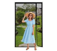 Custom Magnetic Screen Door with Side Opening, Reversible Left Right Side Opening Fly Screens for Doors, Anti Mosquito Mesh with Powerful Magnets & Full Frame Magic Tape