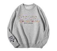 Custom Mama Sweatshirt with Kids Name Birth Flower Mama Est Sweatshirt Embroidered Sweatshirt for Mom