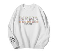 Custom Mama Sweatshirt with Kids Name Birth Flower Mama Est Sweatshirt Embroidered Sweatshirt for Mom