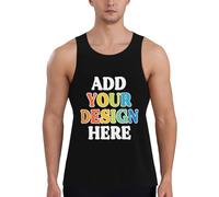 Custom Man's Sports Tank Top, Design Your Photo Text Personalized Casual Crop Top Vest Customized Quick Drying Workout Tank Top for Gym Yoga Fitness (UK, Alpha, One Size, Regular, Regular, Medium)