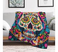 Custom Many Mexican Skull Flannel Fleece Throw Blanket 40x50 Inch Soft Cozy Throws for Couch Sofa Bed Farmhouse Blankets Comfort Decorative Bedtime Blanket Lightweight All Season Easy Care