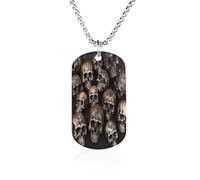 Custom Many Skulls Get Together Dog Tag Necklace 23.6" Chain Personalized Photo Pendant for Men Women Stainless Steel Memorial Picture Couple Necklace Jewelry Keepsake Bereavement Sympathy Gifts