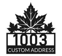 Custom Maple Leaf Address Sign, Personalized Metal House Number Sign Plaque, Laser Cut Outdoor Home Decor, Maple Motif Yard Marker, Detailed Leaf Design for Front Door Gate Wall (Style-2)