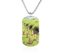 Custom Marmots Outside The Caves Dog Tag Necklace 23.6" Chain Personalized Photo Pendant for Men Women Stainless Steel Memorial Picture Couple Necklace Jewelry Keepsake Bereavement Sympathy Gifts