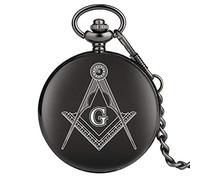 Custom Masonic Freemasonry Chrome Square and Compass Mason Retro Black Quartz Pocket Watch Best Gifts for Freemason Dropshipping