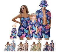 Custom Matching Family Hawaiian with Face Couple Family Beach Shirts Dress Funny Short Sleeve Button Down Party Outfit Personalzied Photo Summer Holiday Clothing Ugly Pet Outfit for Wife Husband Child