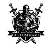 Custom Medieval Knight Shield Wall Art - Personalized Name Sign Knight & Sword & Horse Design, Medieval Room Decor (12-30 Inch) (Style-1)