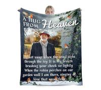 Custom Memorial Blanket with Photo for loss of Loved One, in Loving Memory Personalised Sympathy Throw Blanket with Pictures Gift for Loss of Dad Mum Husband Wife Friend (ivy bird)