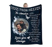 Custom Memorial Blanket with Photo for loss of Loved One, in Loving Memory Personalised Sympathy Throw Blanket with Pictures Gift for Loss of Dad Mum Husband Wife Friend (white butterfly)