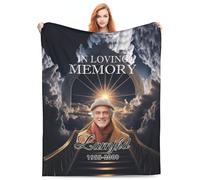 Custom Memorial Blanket with Photo Name for Loss of Loved One Personalized in Loving Memory Blanket with Name Date Sympathy Blanket for Loss of Mom Dad Husband Son in Heaven Remembrance Blanket-7