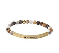 Custom Memorial Bracelet | Engraved Bar, Sympathy Gift, Personalised Engraved Memorial Bracelets for Women, Men, Custom Name/Date Beads Bracelet, for Loss of Loved One Gift