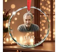 Custom Memorial Crystal Glass Ornament with Photo, My Mind Still Talks to You Cardinal Keepsake Sympathy Gift for Loss of Loved One Christmas Decor