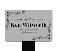 Custom Memorial Plaque - Personalised Bereavement Gifts, Gardens Ground Stakes & Grave Ornaments in Durable Acrylic, Waterproof & Hard-Wearing (Grey)