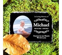 Custom Memorial Plaques Photo Frame, In Loving Memory Plaque, Memorial Garden Stone In Memory of Loved One Gifts Personalized Memorial Gifts for Loss of Dad Mom