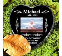 Custom Memorial Plaques Photo Frame, In Loving Memory Plaque, Memorial Garden Stone In Memory of Loved One Gifts Personalized Memorial Gifts for Loss of Dad Mom