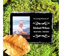 Custom Memorial Plaques Photo Frame, In Loving Memory Plaque, Memorial Garden Stone In Memory of Loved One Gifts Personalized Memorial Gifts for Loss of Dad Mom