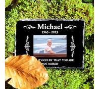 Custom Memorial Plaques Photo Frame, In Loving Memory Plaque, Memorial Garden Stone In Memory of Loved One Gifts Personalized Memorial Gifts for Loss of Dad Mom