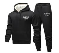 Custom Men Winter Tracksuit Set Thickened Fleece-Lined Hoodie Sweatpants Personalized Text Image Logo Print Color2,XL