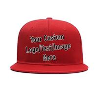 Custom Men Women Hip Hop Snapback Hat Personalized Adjustable BrimTrendy Plain Tone Add Text/Logo/Image Baseball Caps (Print, Red)