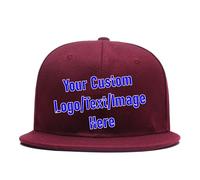 Custom Men Women Hip Hop Snapback Hat Personalized Adjustable BrimTrendy Plain Tone Add Text/Logo/Image Baseball Caps (Print, Wine red)