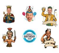 Custom Men's Birthday Tattoos - Personalised Face Tattoos for Men • Party Favour with Any Name & Photo • Funny Fake Tattoo Sheets • Fast 1 day Printing & Worldwide Delivery
