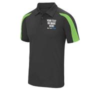 Custom Mens Performance Polo Shirt Polyester Active Workwear Football Top Him Any Text Image Personalised Printed Comapny Logo Photo Staff Uniform, XXL, Charcoal/Lime Green