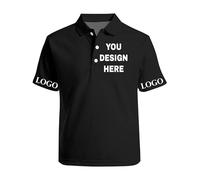 Custom Mens Polo Shirt Black Add Your Text Logo Photo Personalised Golf Polos Shirts Business Work Unisex Workwear Tops