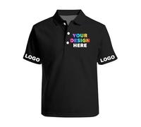 Custom Mens Polo Shirts Design Your Add Text Logo Name Photo Personalised Workwear for Women Polo Shirt Customise Golf Shirts Work top Black