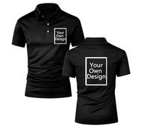 Custom Mens Polo Shirts Personalized Golf Polo Shirts for Men - Design Your Own Golf Shirt with Text Logo Photo Image ,Customized Company Workwear Uniform,Classic Buttons Regular Fit Smart Work Top