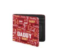 Custom Men's Purse to Father Customized Red Leather Purse Memorial Leather Wallet Gifts Personalized Wallet for Daddy with Father's Names Custom Gifts for Dad Grandpa from Daughter Son Wife