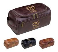 Custom Men's Toiletry Bag - Personalized Leather Travel Shaving Dopp Kit, Grooming Organizer Gift for Husband, Dad, Groomsmen, Wedding, Birthday, Father's Day(Dark Coffee)