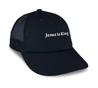 Custom Mesh Trucker Cap Jesus is King Medieval Style God Christ, Navy Design Only, One size