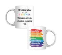Custom Message Teacher Acrostic Poem Mug | Personalised Dye Sublimated End of Term White Mug Gift