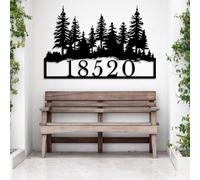 Custom Metal Address Sign, Personalized Pine Tree Number Sign, Personalized Metal Forest Address Name Sign, Lake Home Decor,Address Metal Sign With Street Name, Address Plaque, New Home Gift (Style-D)
