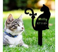 Custom Metal Cat Memorial Grave Marker Garden Stake,Personalized Pet Memories Tombstone Burial Decoration,Customized Cats Headstone Loss of Sympathy Gifts,Pets Remembrance Plaque for Outdoor Cemetery