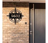 Custom Metal Compass Address Number Sign Personalized Nautical Plaque Street Sign Wall Art Nautical Decor Housewarming GIft
