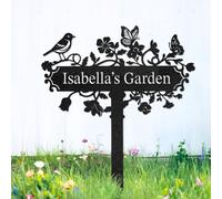 Custom Metal Garden Stake, Personalized Name Sign Decor, Hummingbird Yard Sign with Stakes, Outdoor Gardening Home Decor, Garden Metal Gifts for Gardeners