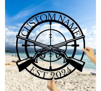 Custom Metal Gun Sign, Personalized Armory Name Sign, Custom Skull Guns Metal Wall Art,Custom Old Flintlock Pistol Metal Wall Art, Rifle Wall Art, Custom Armory Wall Art (Style-4)