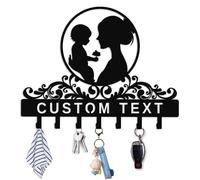 Custom Metal Hooks with Name,Personalized Key Holder Wall Mount,Mom and Kid Wall Decor,Gift for Mom Grandma,Mother's Day Gift Style-7