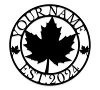Custom Metal Maple Leaf Sign, Fall Leaves Sign,Personalized Canada Leaf Cottage Sign,Fall Front Door Decor,Maple Leaf Monogram (Style-B)