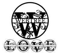 Custom Metal Name Signs for Wall Decoration, Personalised Split Letter Monogram Family Last Name Sign Home Wall Art (Single Circle)